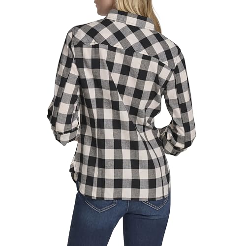 Image of Nautica Women's Button Front Long Sleeve Roll Tab Shirt