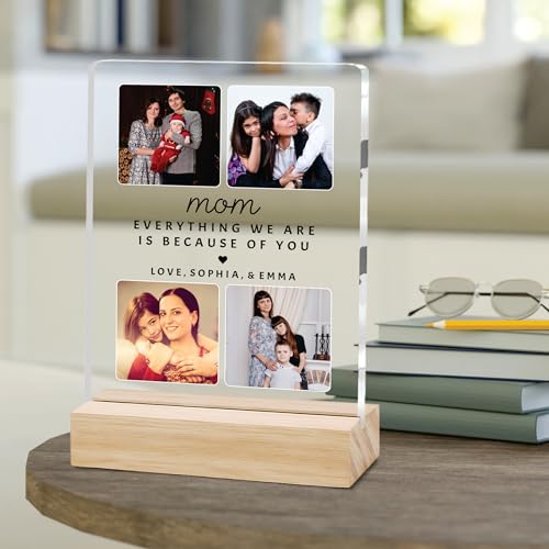 Image of Giftplease Customized Photo Frame With Wooden Stand | Personalised Printed Photo & Text Frame | Gift For Mom | Birthday | Mother's Day | (Transparent, 6x8 Inches, Tabletop) m 10