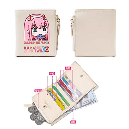 Anime 002 Bifold Wallet Artificial Leather Money Bag Slim Credit Card Holder, Purse for Girls(Beige)3