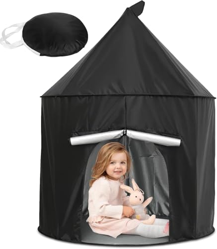 Sensorisches Zelt, Pop up Zelt für Kinder mit Autismus, Spielzelt Kinder Blackout, Kinderzelt für Drinnen, Pop up Höhle mit Reise Tragetasche, Schwarz kinderzelte, Sensory Tent