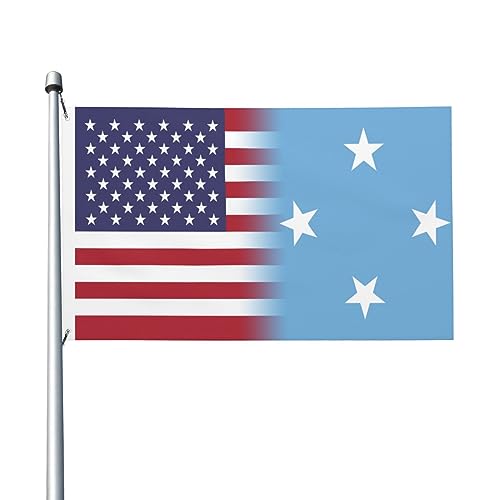 Drapeaux De Jardin États-Unis, Les États Fédérés De Micronésie, Amérique Bannière Jardins Imperméabiliser Bannières Extérieure Durable Drapeaus Décoratif Pour Festivals Fête Défilé 90X152Cm