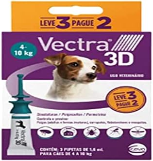 Ceva - Vectra 3D Antipulgas para Cães 4,0 a 10kg - 3 Pipetas de 1...