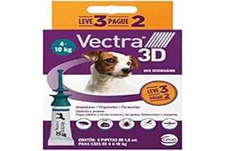 Ceva - Vectra 3D Antipulgas para Cães 4,0 a 10kg - 3 Pipetas de 1,6ml - Leve 3 Pague 2