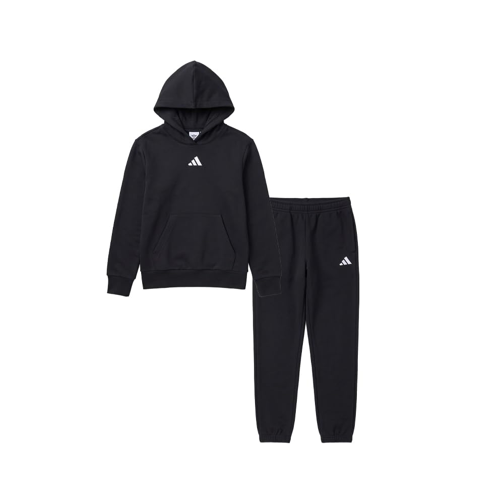 Kids Boys 2-Piece Long Sleeve Hoodie And Joggers Essential Small Logo Fleece Set Casual - Black - Size M