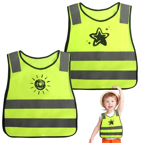 KUHAWL 2 Stück Kinder Sicherheitswesten, Warnweste Kinder (3-12...