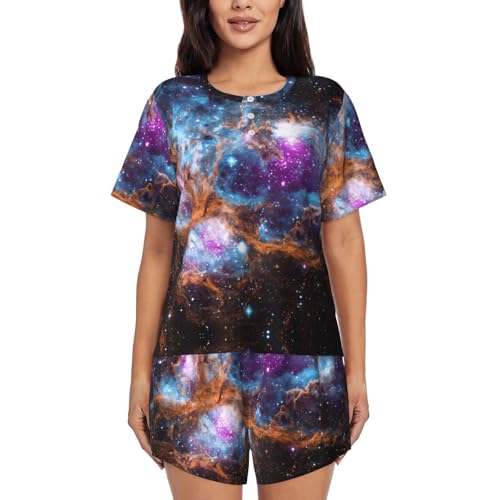 Pyjama galaxie femmes ample contre la chaleur nocturne avec poches