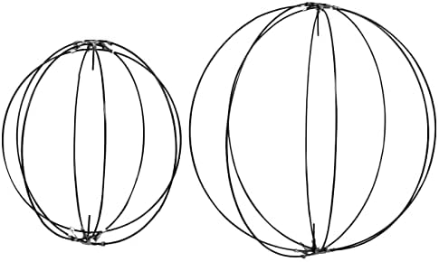 Steelpangal - (2) DIY 3D Metal Wreaths Orbs Circle Forms 2 Sizes 14" & 10" Wedding Décor Decorating Thanksgiving Halloween DIY Snowman Hanging *Bonus roll of mesh Ribbon or Fabric