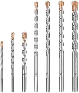 COMOWARE Masonry Drill Bit Set- 7pcs Carbon Steel Carbide Tip Drills Through Concrete Masonry Triangle Shank Best for Brick, Masonry, Concrete, Rock, Ceramic Tile, Cement