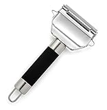 Natizo Ultra Sharp Stainless Steel Dual Julienne & Vegetable Peeler with Cleaning Brush & Rubber Grip