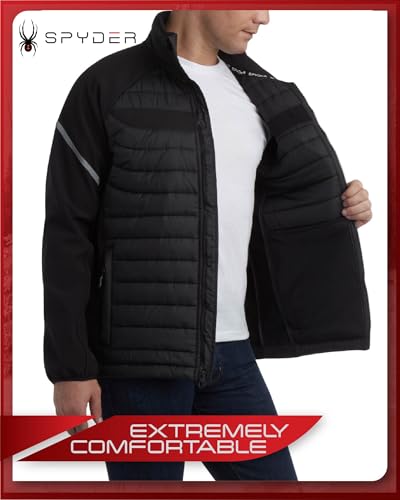 Spyder Men's Active 2fer Jacket - Midweight Insulated Quilted Puffer Bubble Windbreaker with Softshell Sleeves (Sizes: S-XL)3