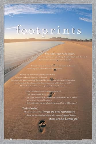 Trends International Footprints in the Sand Wall Poster, 34L x 22.4W, Gray Framed Version