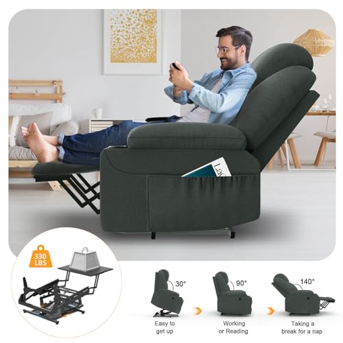YONISEE Lift chairs recliners for elderly,Recliner Chair with Massage and Heat, Extended Footrest, Heavy Duty Motor Large Recliners for Living Room USB Port, Cup holders, 2 Side Pockets