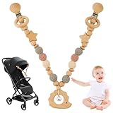 Leicht Reinigen: Kinderwagen spielzeug kette holz können sie direkt mit einem feuchten tuch abwischen und natürlich trocknen lassen, leicht reinigenden Autoketten lassen Ihr Baby beruhigter spielen und schützen Gesundheit Ihres Babys, aufmerksamkeit babys auf sich zieht und Wahrnehmung der Außenwelt durch baby stimuliert.