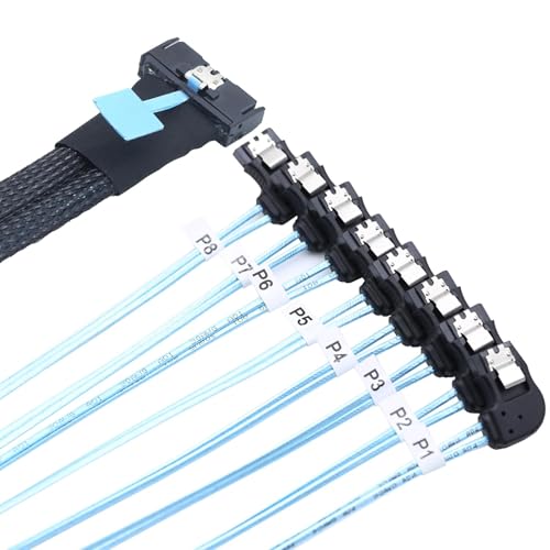 Cable MCIO 74P SFF-8654 Solución Espacios Reducidos a 8 SATA Izquierda PCI-E 5.0 4