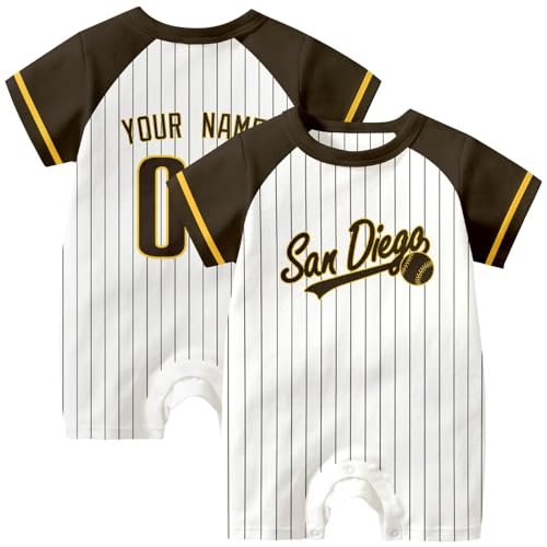 Image of KREDE Baby Clothes Unisex Bodysuit White Custom Name Number for Baby Boys