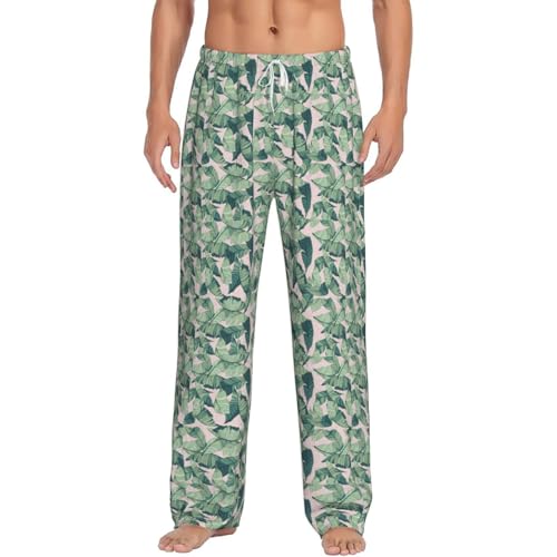 Pantalon de pyjama homme anti-transpiration, style exotique vert et rose