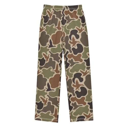 Boys' Pants Duck Hunter Camouflage Long Bottoms Jogger Pants Elastic Waist Trousers with Pockets S-XL