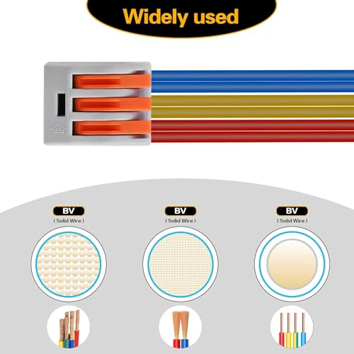 Image of ROBOWAY 5Pcs PCT-213 Wire Connector, 3 Pole Spring Lock Lever Terminal Block for Cable Connection, Quick Splicing Connector for 0.08-2.5mm Wires, Compact Durable Easy Wiring Terminal (Pack of 5)