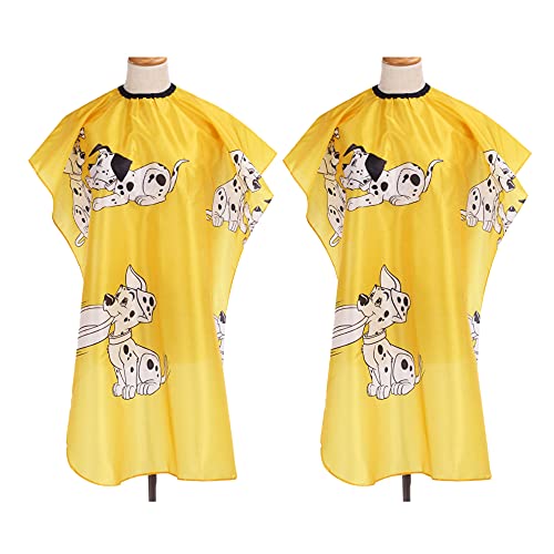 YASUOA 2 Pieces Barber Cape for Kids,Hair Salon Cartoon Cloth Apron,Child Hairdressing Waterproof Cape with Adjustable Snap Closure,Home Professional Hair Cutting Cape,Yellow