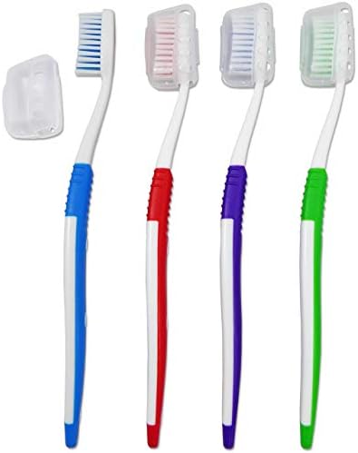 Adult Toothbrushes with Covers ~ Bulk Pack of 20 Manual Toothbrushes ~ Individually Packaged Medium Firm Bristles