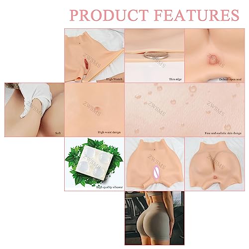ZWSMS Calcinhas de silicone realistas para transgêneros, vagina falsa, calcinha escondida, cueca box