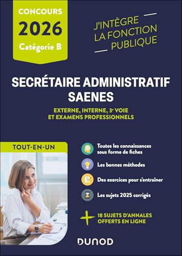 livre Concours Secrétaire administratif et SAENES 2026- Tout-en-un: Externe, interne, 3e voie et examens professionnels