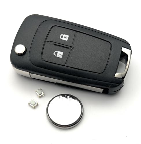 Automobile Locksmith Kit con guscio per chiave elettronica pieghevole con 2 pulsanti e pila, per Opel Insignia Astra Mokka