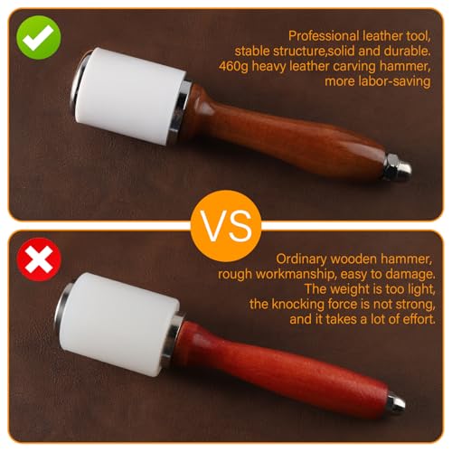 WUTA Leather Carving Hammer Professional Leather Mallet Leatherworking Maul Nylon Head Hammer for Handmade DIY Tools by WUTA - Used condition - Image 6