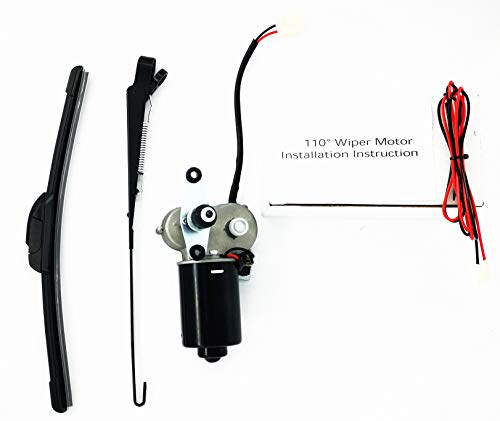 Image of 12V Electric UTV Windshield Wiper Motor Kit Fits Polaris Ranger RZR Kawasaki Honda Pioneer Golf Cart Agriculture Vehicle,110 Degree Swing Motor Wipers