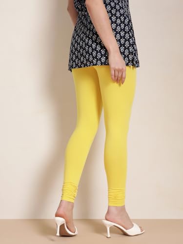 Image of TWIN BIRDS Churidar Leggings for Women | Super Stretchable Cotton Elastane | Wide Waistband | Comfortable Daily Ethnic, Casual & Kurti Wear