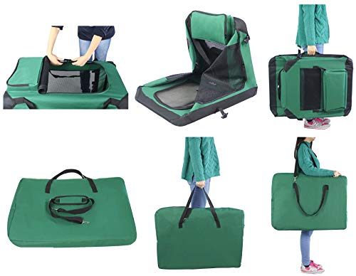 Elitefield 3-Door Folding Soft Dog Crate, Indoor & Outdoor Pet Home, Multiple Sizes And Colors Available (24" L X 18" W X 21" H, Green) #TOP4