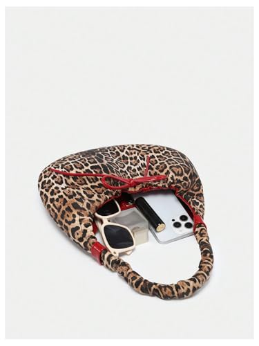 Verdusa Women's Cheetah Bow Tie Shoulder Handbags PU Leather Holiday Crescent Underarm Bags4