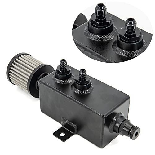 CNRAQR 1L 10AN Oil Catch Can Tank 7/8-14 UNF Tap Baffled Reservoir Tank