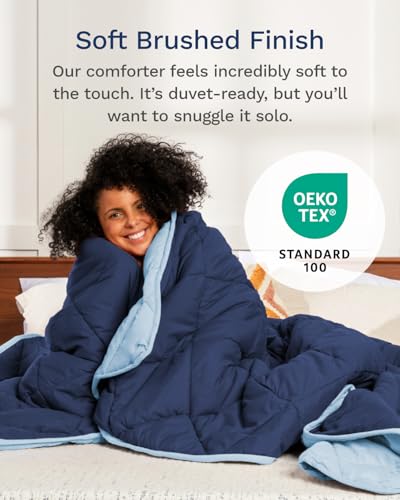 Image of ViscoSoft Full Reversible Comforter - Duvet Insert - Light /Dark Blue | All Season Cooling Lightweight Reversible Quilted Blanket - OEKO-TEX Certified - Down Alternative - Cloud-Soft - 2 Pack