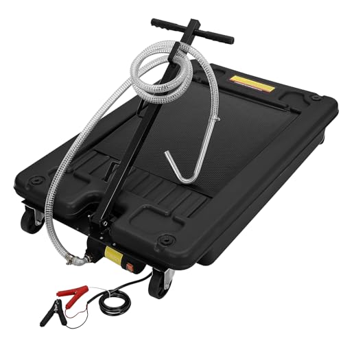 Image of GarveeTech 18 Gallon Oil Drain Pan, Low Profile Oil Drain Pan with 12V Electric Pump, Oil Change Pan with T Foldable Hand and Wheels, 8 ft Hose Oil Drain Cart for Car, SUV, Trucks