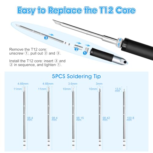AOPUTTRIVER Soldering Iron Kit, 65W Portable and Rechargeable Soldering Welding Iron Tools Kit, 5 Soldering Tips, Adjustable Temperature 180~450℃, With Multimeter, 8 Screwdrivers, 1 Wrenches