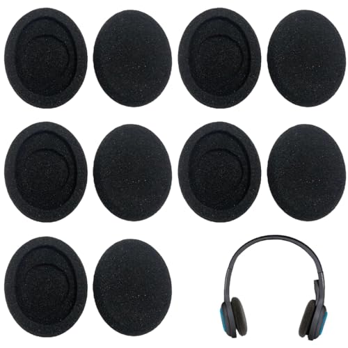 YAPKOLV 10 Piezas Almohadillas de Repuesto de Espuma para Auriculares (50mm) (Negro)