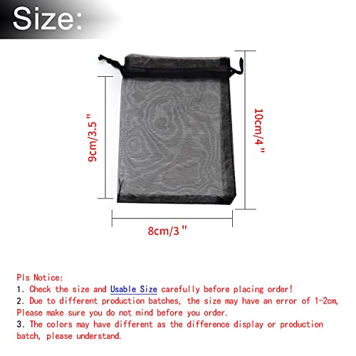 Image of Dealglad 50pcs Drawstring Organza Jewelry Candy Pouch Christmas Wedding Party Favor Gift Bags (3x4, Black)