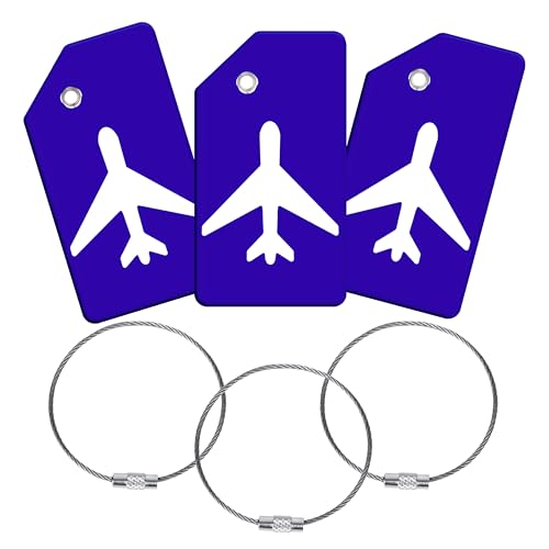 Image of Storite Luggage Tags, Silicon Luggage Tags with Steel Loop Travel Bag Tags for Easily Identification of Bags (3, Deep Blue)