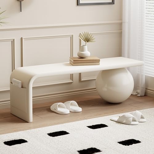 Banc à chaussures moderne blanc de 80 cm avec assise rembourrée confortable pour l'entrée