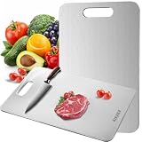 Planche à découper en titane double face pur titane pour cuisine – Planche à découper en titane de qualité alimentaire Anti salissures, durable et facile à nettoyer(34 x 23 cm)*1