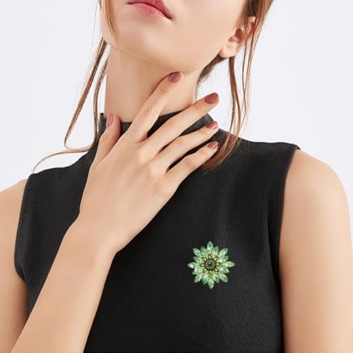 Image of Large Crystal Flower Brooch Pin for Women Red purple pink green Rhinestone Flower Lapel Pin Wedding Party Birthday Dance Banquet Dress Suit Ceremony Clothes Hat Bag Accessories Jewelry