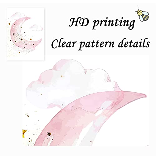 Bfgsrtcbox Pink Star Wall Art Moon Rainbow Pictures And Stars Canvas Decor Cloud Nursery Picture Girl Baby Room Painting 12X16Inchx3Pcs No Frame #TOP5