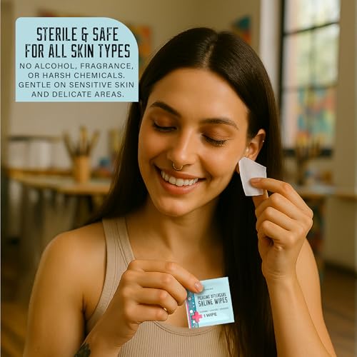 Image of Base Labs Piercing Aftercare Wipes | Cleanses & Sanitizes | Piercing Cleaner Wipes for Nose, Ear, Belly, Lips | Saline Solution for Piercings | Keloid Bump Removal & Piercing Bump Treatment | 2PK