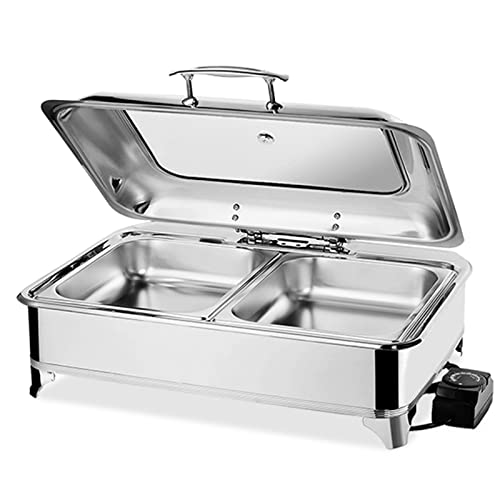Aocay Elektrischer Speisenwärmer 9L - Buffetwärmer Mit Glasdeckel Für Catering