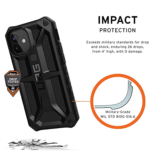 Carcasa iPhone 12 Mini抗震 UAG Monarch negra compatible con carga inalámbrica Qi 5