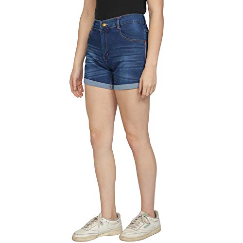 Buy Club A9 Women's Casual Low Rise Stretchable Denim Shorts (Blue,L
