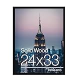 Frame Amo 24x33 Black Modern Picture or Poster Frame, 1 inch Wide Border, Smooth Wrap Finish, Acrylic Face