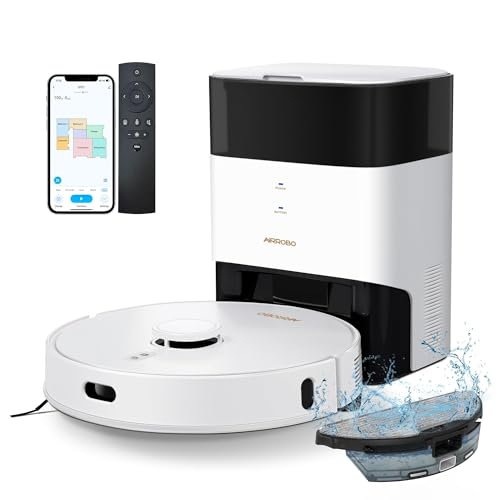 AIRROBO GT21 Robot Aspirapolvere Lavapavimenti: Robot-aspirapolvere Automatico Svuotamento 3.5L | Navigazione LiDAR | Autonomia 180 Minuti | Aspirazione Tappeti Peli Animali, WiFi/APP