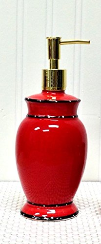Tuscany Hand Painted Red Ruffle Soap Dispenser, 85288 By ACK